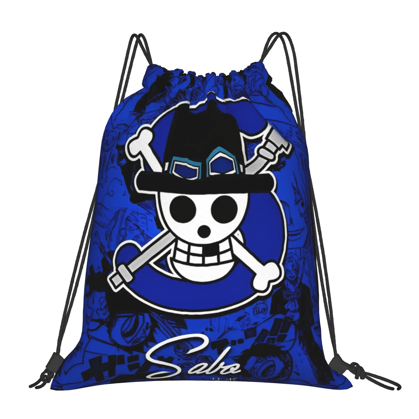 One Piece Zoro Skull Backpack Drawstring Sports Bags Gym Bag Water Resistant  String Sackpack for Exercise