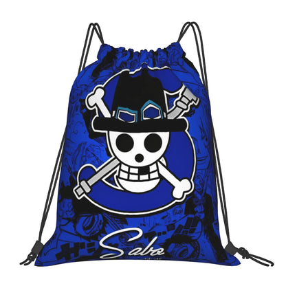 One Piece Zoro Skull Backpack Drawstring Sports Bags Gym Bag Water Resistant  String Sackpack for Exercise