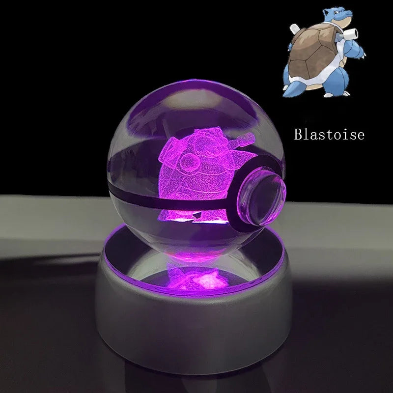 Pokemon 3D Crystal Ball Anime Game Pokeball Rainbow Led Night Light