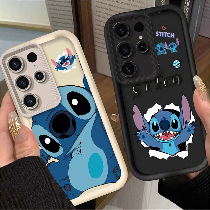 Cute Disney Stitch Phone Case for Samsung Galaxy S24 S25 S23 Ultra S22 S21 Plus FE A36 A56 A26 A16 A06 A15 A25 A35 A55 5G Cover