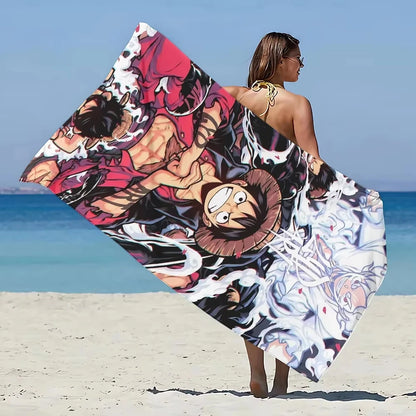 Anime One PIECES Luffys Gear 5 Beach Towel Microfiber Sand Free Quick Dry Pool Towels Gift for Women Travel Gym Shower Camping
