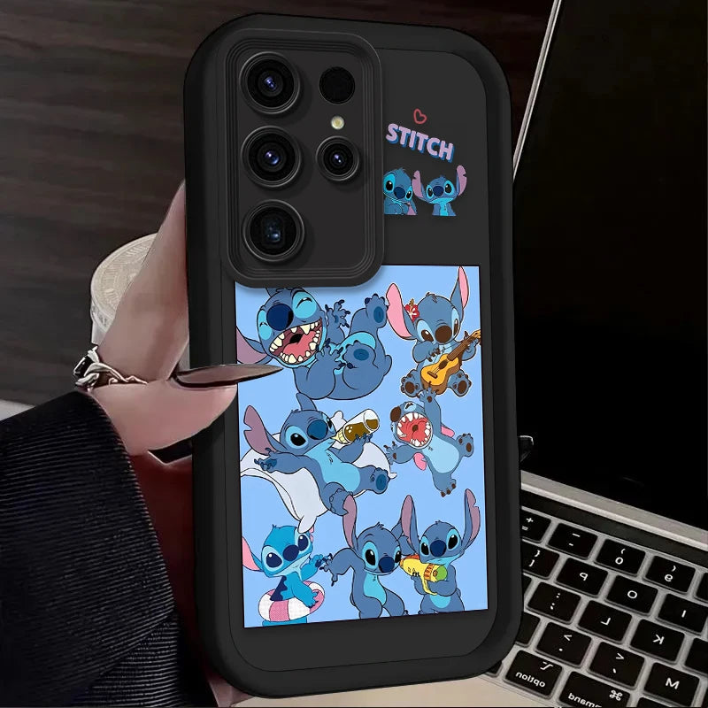 Cute Disney Stitch Phone Case for Samsung Galaxy S24 S25 S23 Ultra S22 S21 Plus FE A36 A56 A26 A16 A06 A15 A25 A35 A55 5G Cover