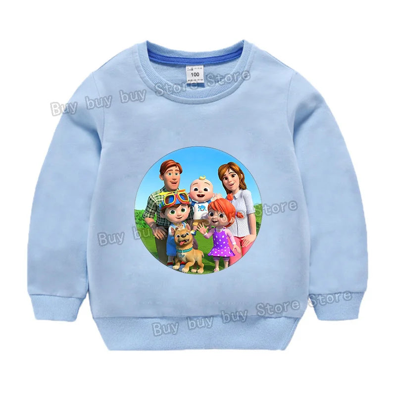 Cocomelons Sweatshirt Kids Cartoon Cotton Pullover Long Sleeve Clothing Boys Girls Hoodie Autumn Spring Tops Clothes Sportswear