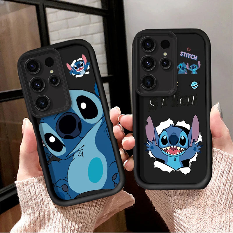 Cute Disney Stitch Phone Case for Samsung Galaxy S24 S25 S23 Ultra S22 S21 Plus FE A36 A56 A26 A16 A06 A15 A25 A35 A55 5G Cover