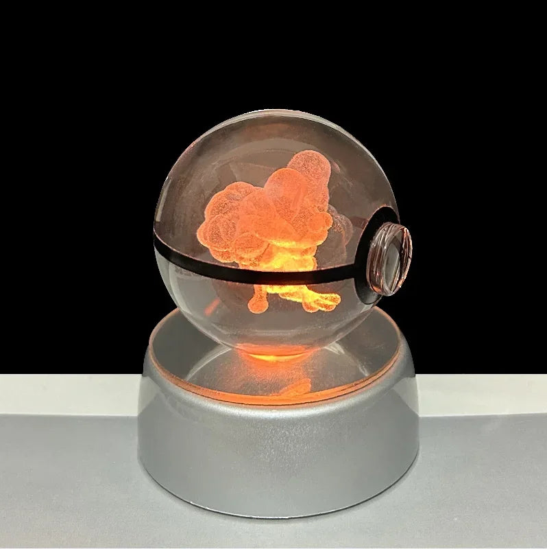 Pokemon 3D Crystal Ball Anime Game Pokeball Rainbow Led Night Light