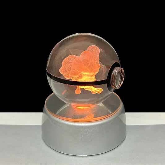 Pokemon 3D Crystal Ball Anime Game Pokeball Rainbow Led Night Light