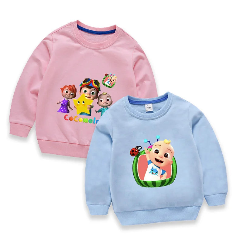 Cocomelons Sweatshirt Kids Cartoon Cotton Pullover Long Sleeve Clothing Boys Girls Hoodie Autumn Spring Tops Clothes Sportswear