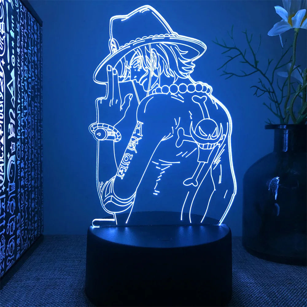 One Piece Zoro Luffy Nami Anime Night Lights Action Figure 3D LED Color Changing Toys Doll Usopp Sanji Chopper Hancock