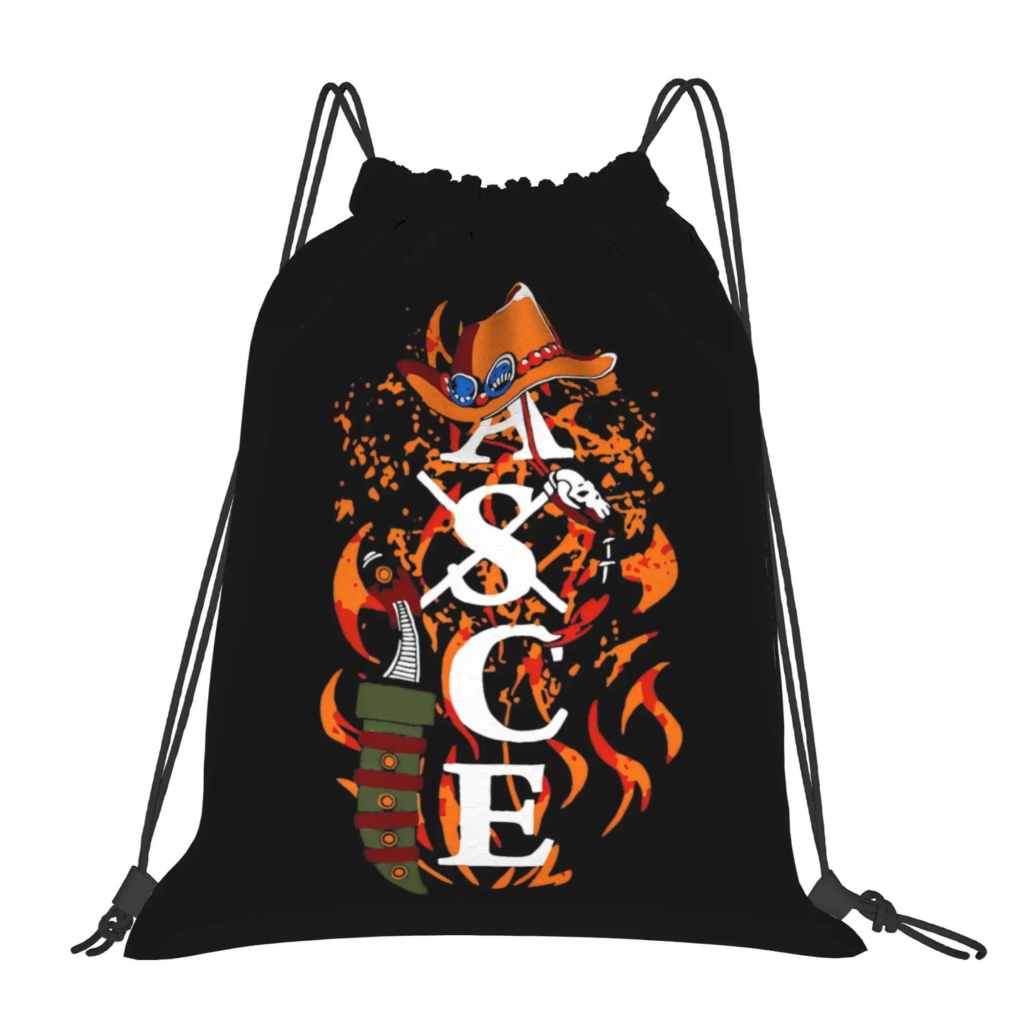One Piece Zoro Skull Backpack Drawstring Sports Bags Gym Bag Water Resistant  String Sackpack for Exercise