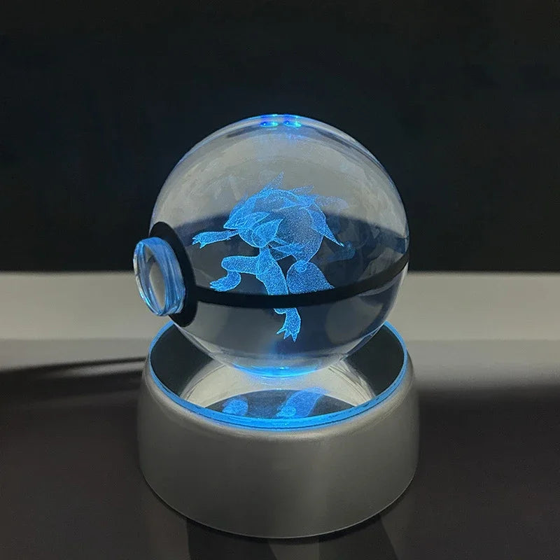Pokemon 3D Crystal Ball Anime Game Pokeball Rainbow Led Night Light