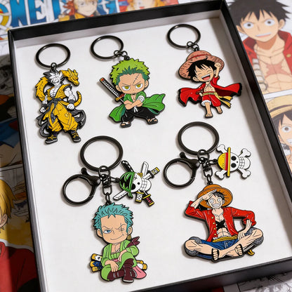 One Piece Anime Keychain Set - Monkey D. Luffy & Roronoa Zoro Cartoon Characters Backpack Decoration Collectible Gift
