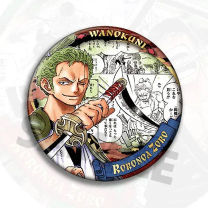 One Piece Zoro Anime Badge Pin Brooch Replica Collectible Shiny Film Medal Merchandise Accessories Gift for Fans Cosplay Party