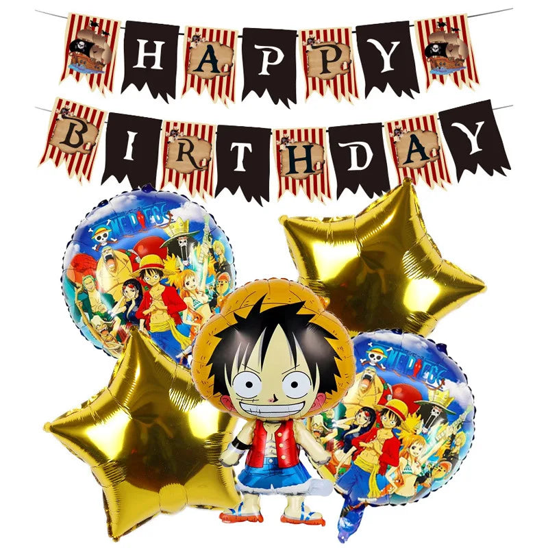 One Pieces Birthday Balloons Set Luffy Foil Latex Material Birthday Party Decoration Supplies Shower Gifts Happy Birthday Topper