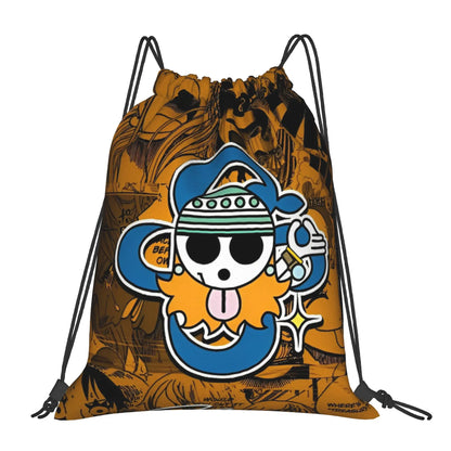 One Piece Zoro Skull Backpack Drawstring Sports Bags Gym Bag Water Resistant  String Sackpack for Exercise