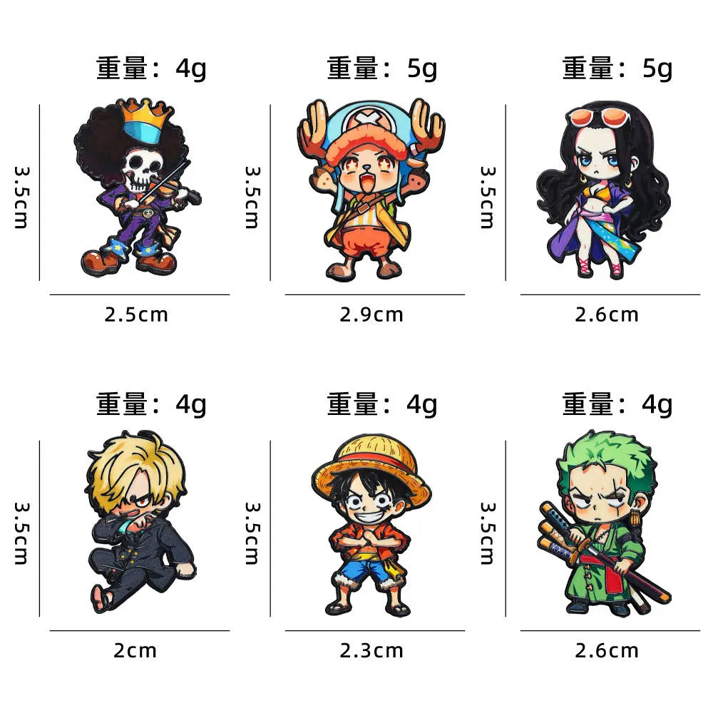 6Pcs Anime One Piece Enamel Pins Pirate Luffy Zoro Boa Hancock Brooch Badge Creative Character Lapel Pins For Bags Jackets Gift