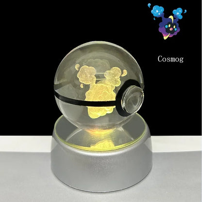 Pokemon 3D Crystal Ball Anime Game Pokeball Rainbow Led Night Light