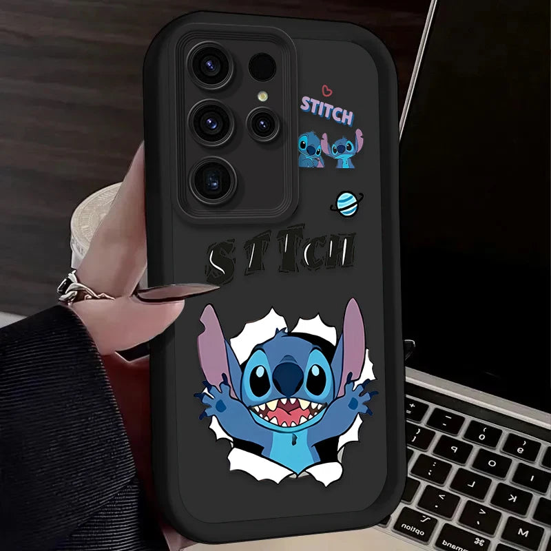 Cute Disney Stitch Phone Case for Samsung Galaxy S24 S25 S23 Ultra S22 S21 Plus FE A36 A56 A26 A16 A06 A15 A25 A35 A55 5G Cover