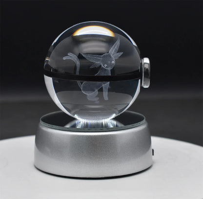 Pokemon 3D Crystal Ball Anime Game Pokeball Rainbow Led Night Light