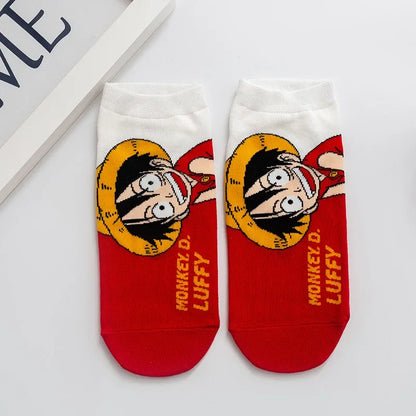 Hot Bandai ONE PIECE Men Boat Socks Luffy Chopper Anime Figure Cartoon Low Socks for Women Spring Summer 100% Cotton Socks