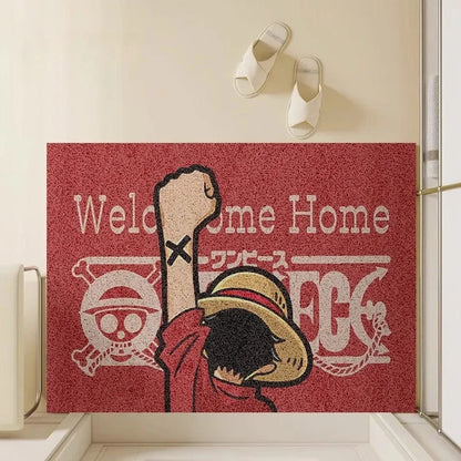 Hot Selling One Piece Anime Cartoon Home Entrance Silk Circle Floor Mat Cuttable Pvc Floor Door Mats Non-Slip Washable Mat Carpe