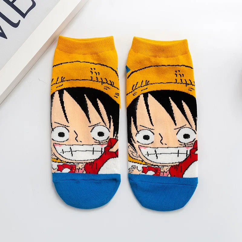 Hot Bandai ONE PIECE Men Boat Socks Luffy Chopper Anime Figure Cartoon Low Socks for Women Spring Summer 100% Cotton Socks