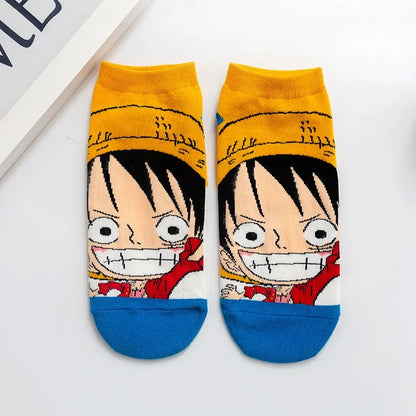 Hot Bandai ONE PIECE Men Boat Socks Luffy Chopper Anime Figure Cartoon Low Socks for Women Spring Summer 100% Cotton Socks