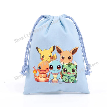 Pokemons Pikachu Storage Drawstring Bag Party Candy Package Cartoon Gengar Charizard Portable Boy Key Pouch Kids Gift Bags