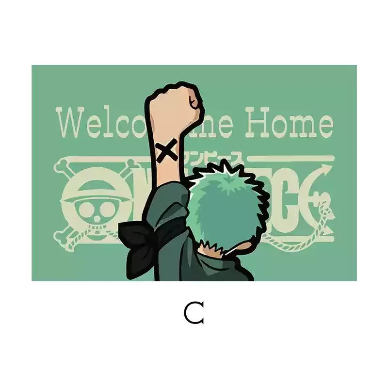 Hot Selling One Piece Anime Cartoon Home Entrance Silk Circle Floor Mat Cuttable Pvc Floor Door Mats Non-Slip Washable Mat Carpe