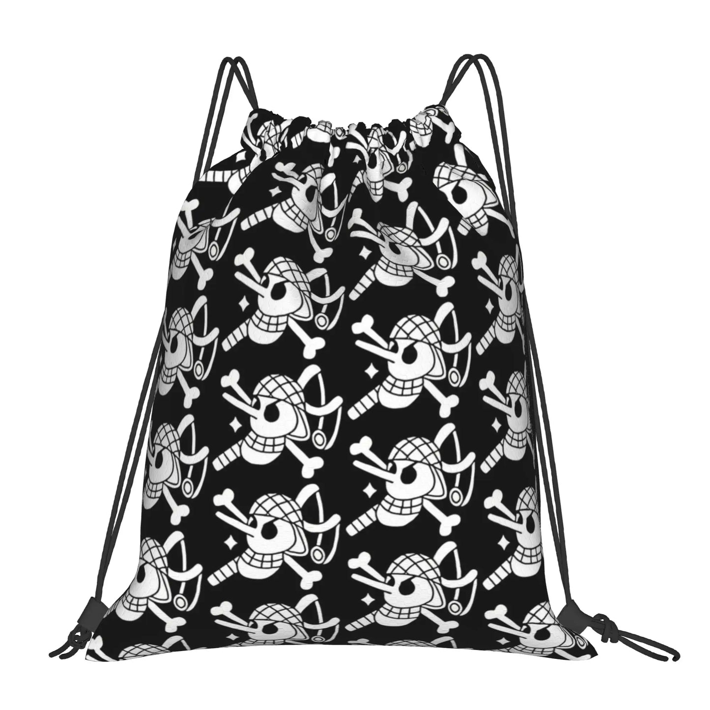 One Piece Zoro Skull Backpack Drawstring Sports Bags Gym Bag Water Resistant  String Sackpack for Exercise