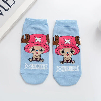 Hot Bandai ONE PIECE Men Boat Socks Luffy Chopper Anime Figure Cartoon Low Socks for Women Spring Summer 100% Cotton Socks
