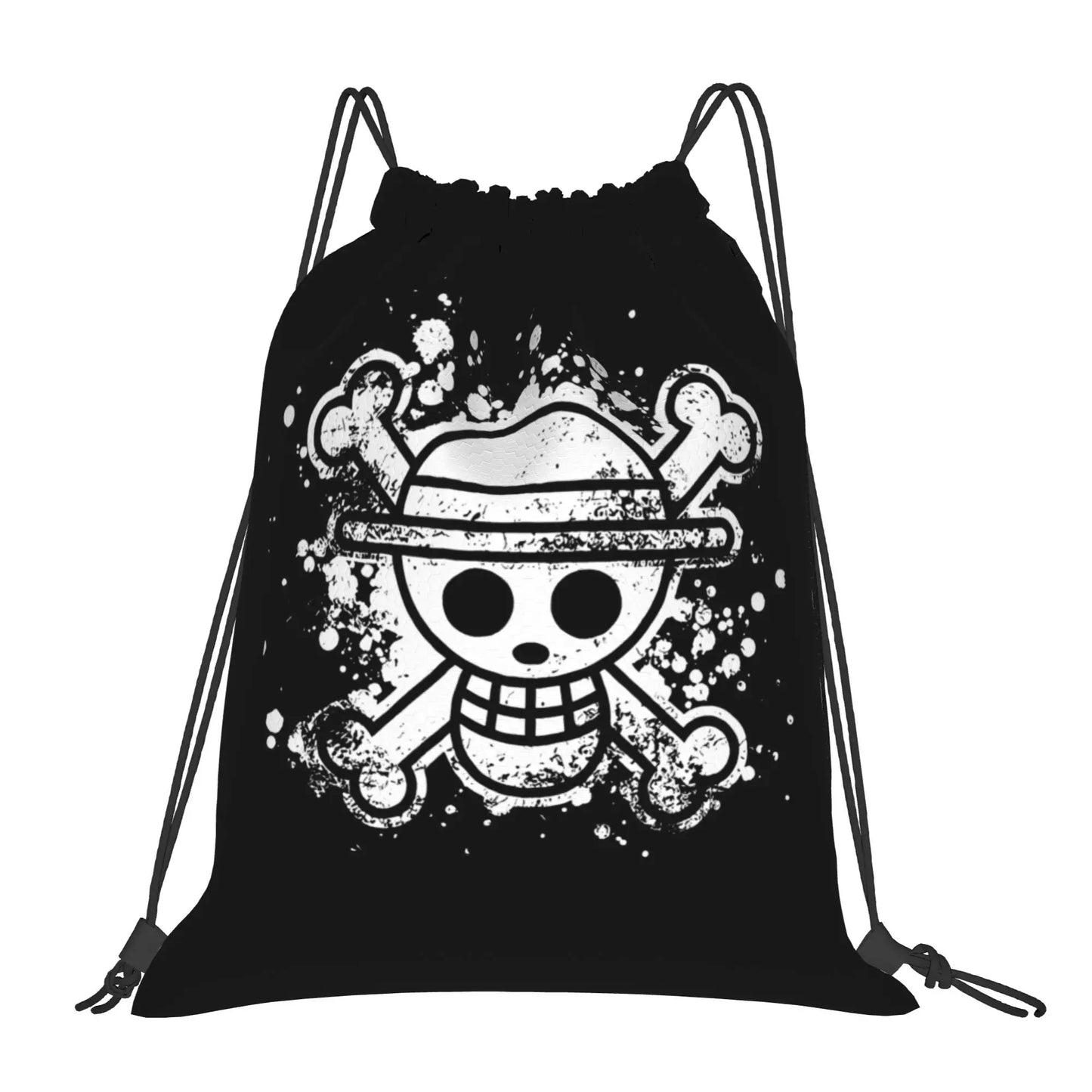 One Piece Zoro Skull Backpack Drawstring Sports Bags Gym Bag Water Resistant  String Sackpack for Exercise