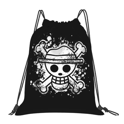 One Piece Zoro Skull Backpack Drawstring Sports Bags Gym Bag Water Resistant  String Sackpack for Exercise