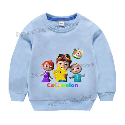 Cocomelons Sweatshirt Kids Cartoon Cotton Pullover Long Sleeve Clothing Boys Girls Hoodie Autumn Spring Tops Clothes Sportswear