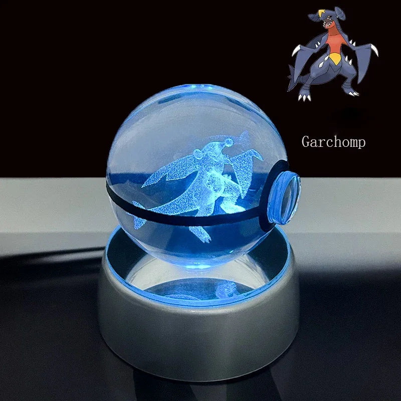Pokemon 3D Crystal Ball Anime Game Pokeball Rainbow Led Night Light