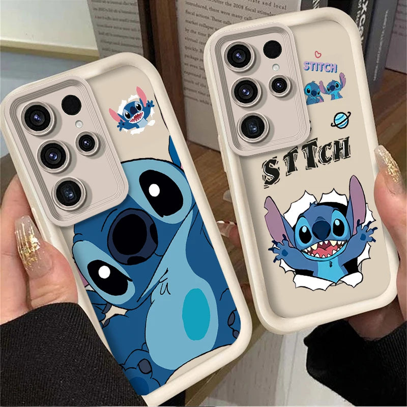 Cute Disney Stitch Phone Case for Samsung Galaxy S24 S25 S23 Ultra S22 S21 Plus FE A36 A56 A26 A16 A06 A15 A25 A35 A55 5G Cover