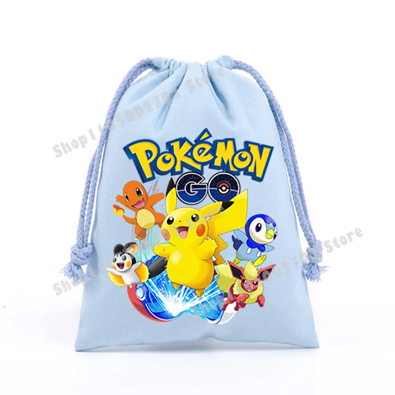 Pokemons Pikachu Storage Drawstring Bag Party Candy Package Cartoon Gengar Charizard Portable Boy Key Pouch Kids Gift Bags