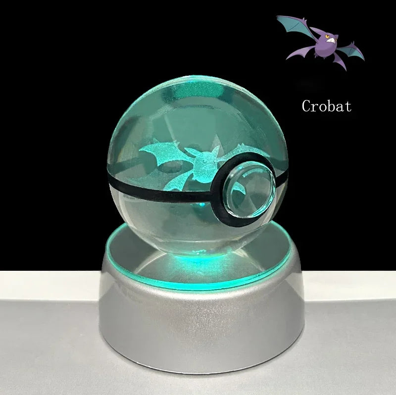 Pokemon 3D Crystal Ball Anime Game Pokeball Rainbow Led Night Light