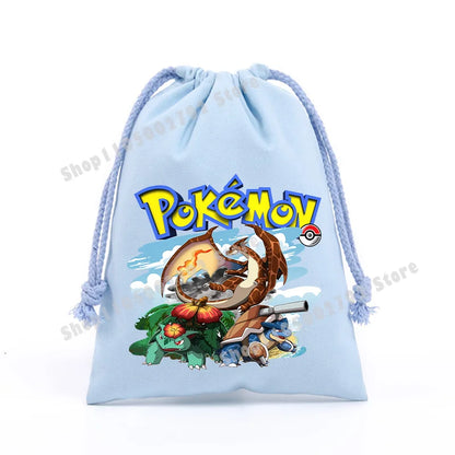 Pokemons Pikachu Storage Drawstring Bag Party Candy Package Cartoon Gengar Charizard Portable Boy Key Pouch Kids Gift Bags
