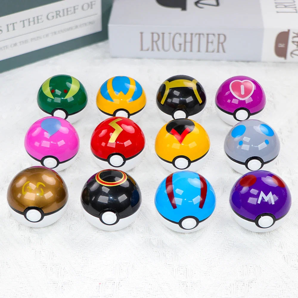 12PCS Pokemon Ball Pokeball Pikachu Pokeball Action Figure Cartoon Anime Kawaii Doll Poke Ball Collection Kids Birthday Gifts