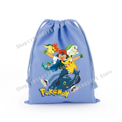 Pokemons Pikachu Storage Drawstring Bag Party Candy Package Cartoon Gengar Charizard Portable Boy Key Pouch Kids Gift Bags