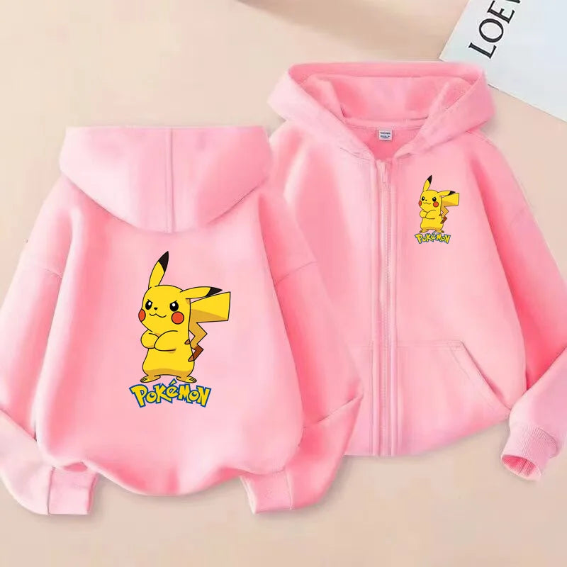 Children's Zipper Style Anime Movie Electric Mouse Print Sweatshirt Coat Boys Girls3-12Yrs Hoodie Sports Casual Cardigan Clothes