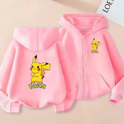 Children's Zipper Style Anime Movie Electric Mouse Print Sweatshirt Coat Boys Girls3-12Yrs Hoodie Sports Casual Cardigan Clothes