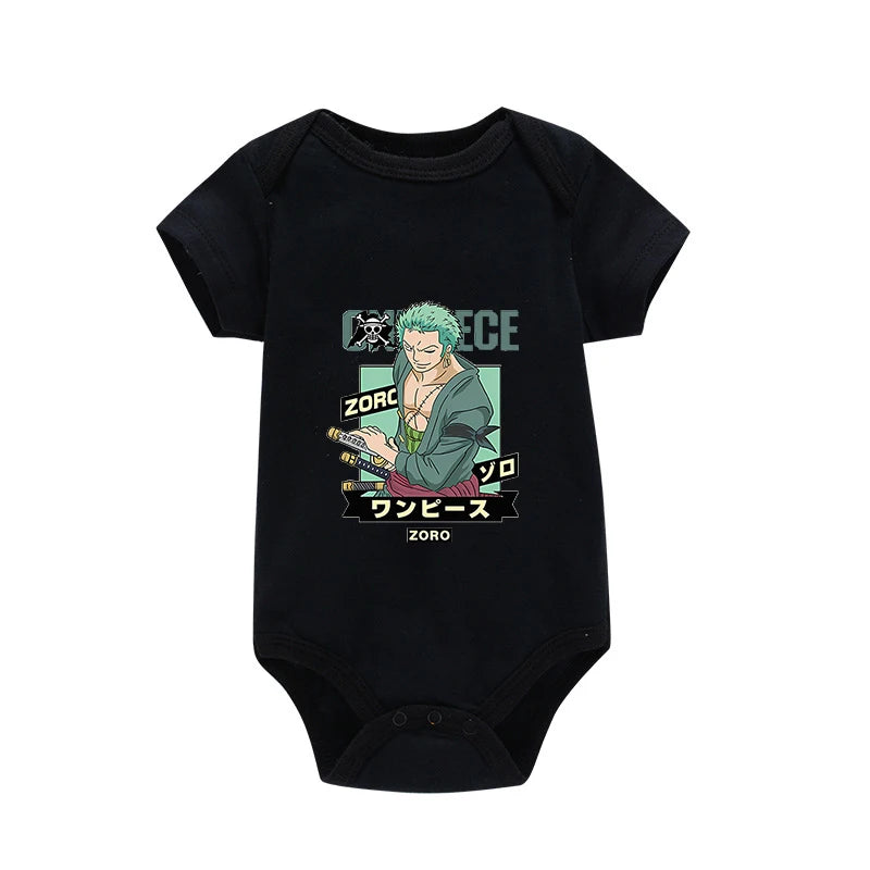 Tutina per Neonati in Cotone con Stampa Anime Zoro-Luffy, Abbigliamento per Bambini 3-24 Mesi, Body Morbido e Sicuro
