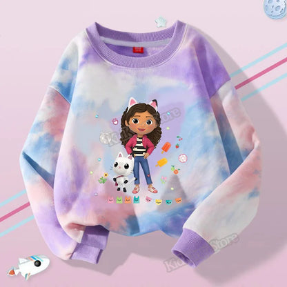 Gabby Dollhouse Children Hooded Sweater Anime Printed Hoodies Cartoon Long Sleeved Spring Autumn Sweatshirts Kids Clothes Gift