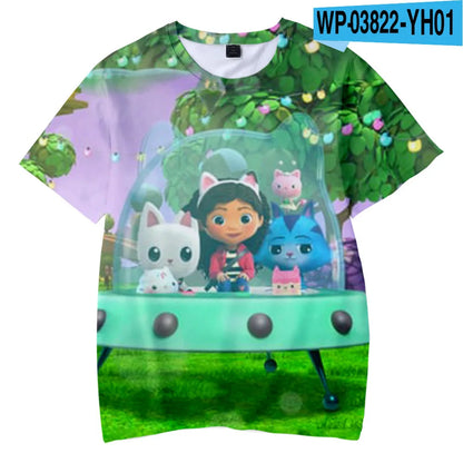 Tshirts Anime Gabbys DollHouse  3D Print Streetwear Boys Girls Cute Casual Fashion Oversized T Shirt Kids Tees Tops Clothing