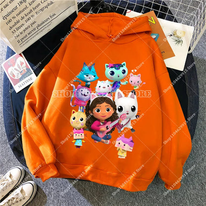 Gabby Dollhouse Sweatshirt Cute Anime Cartoon Girls Cotton Fashion Casual Sports Thin Tops Spring Autumn Children Clothes Gifts