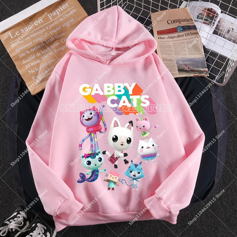 Gabby Dollhouse Sweatshirt Cute Anime Cartoon Girls Cotton Fashion Casual Sports Thin Tops Spring Autumn Children Clothes Gifts