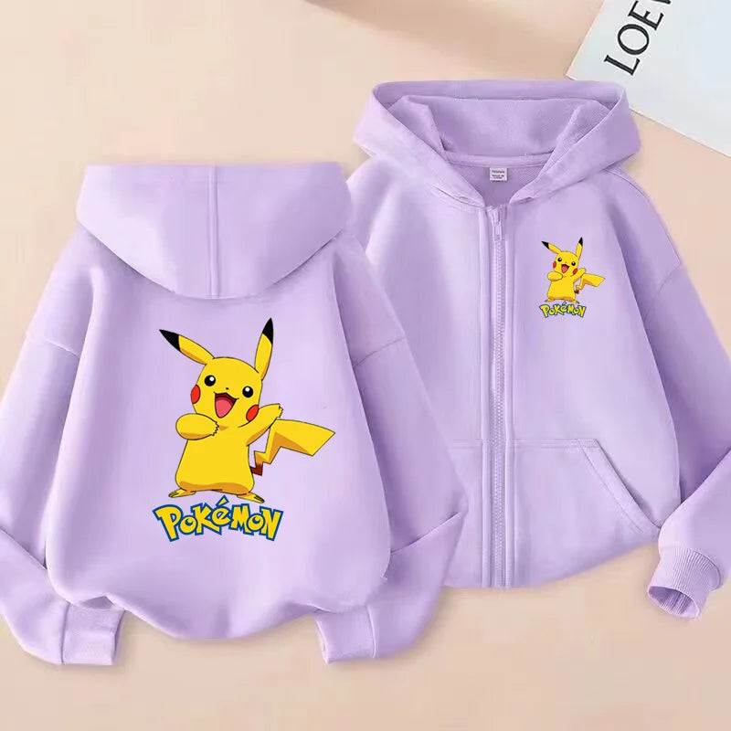 Children's Zipper Style Anime Movie Electric Mouse Print Sweatshirt Coat Boys Girls3-12Yrs Hoodie Sports Casual Cardigan Clothes