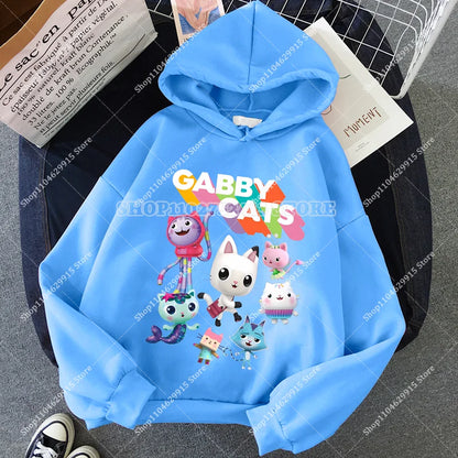 Gabby Dollhouse Sweatshirt Cute Anime Cartoon Girls Cotton Fashion Casual Sports Thin Tops Spring Autumn Children Clothes Gifts