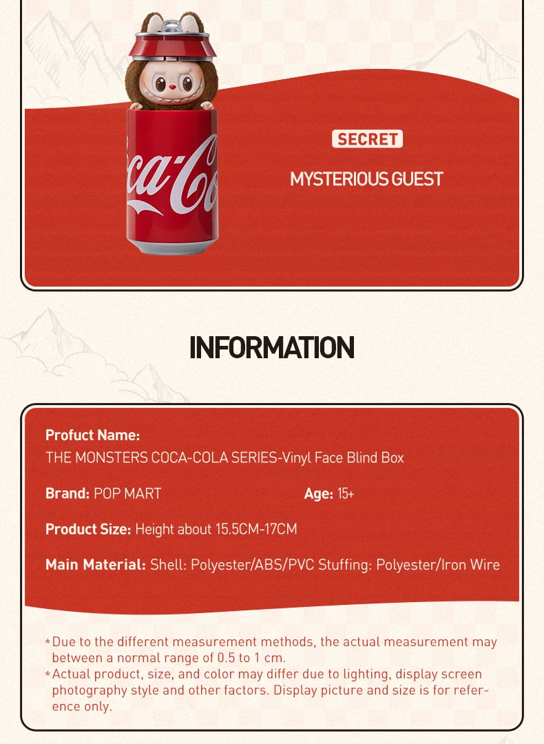 POP MART Labubu the Monsters Coca-Cola Series Kawaii Anime Action Figure Vinyl Face Blind Box Surprise Mystery Doll Toy